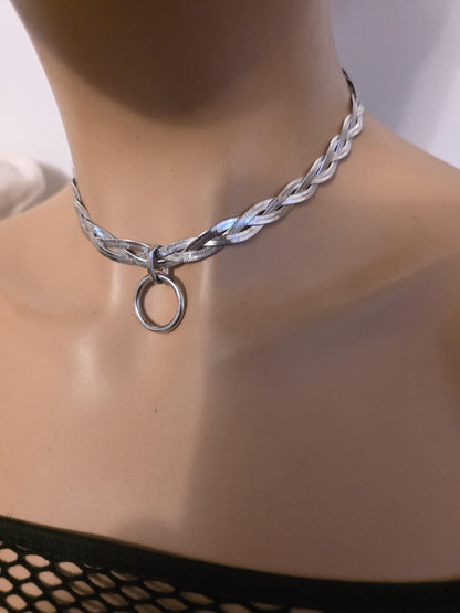 Discreet Day Collar Braided Herringbone Choker Necklace with Permanent Locking Clasp Options| Couples jewelry, BDSM style