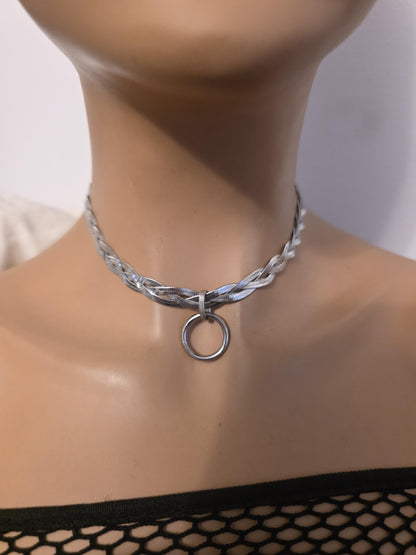 Discreet Day Collar Braided Herringbone Choker Necklace with Permanent Locking Clasp Options| Couples jewelry, BDSM style