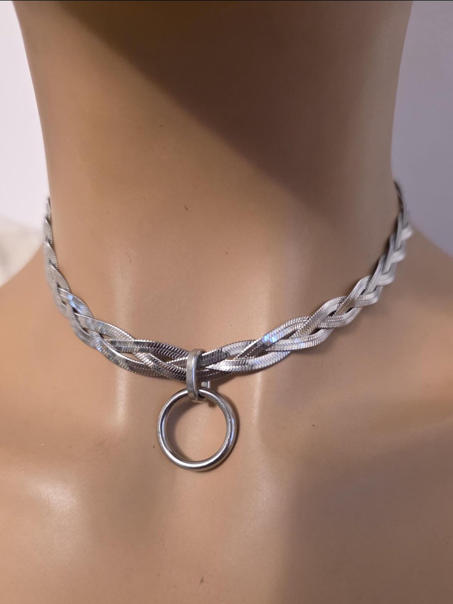 Discreet Day Collar Braided Herringbone Choker Necklace with Permanent Locking Clasp Options| Couples jewelry, BDSM style