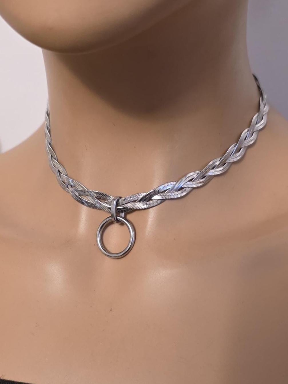 Discreet Day Collar Braided Herringbone Choker Necklace with Permanent Locking Clasp Options| Couples jewelry, BDSM style