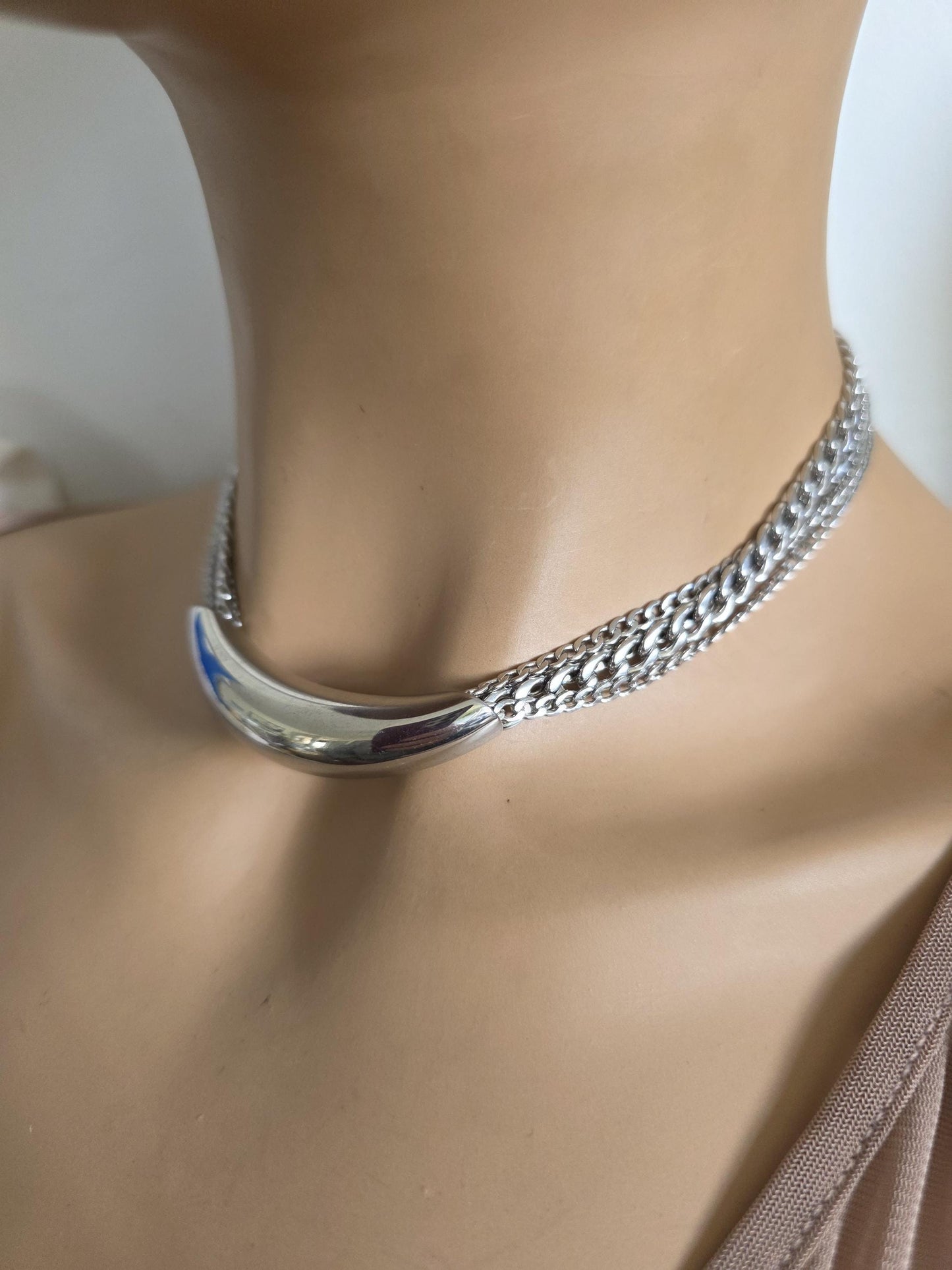 Eye of Horus Medallion Ankh Pendant Layered Necklace Set – Egyptian Protection Amulet Steel Choker