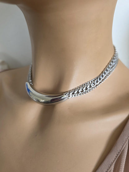 Eye of Horus Medallion Ankh Pendant Layered Necklace Set – Egyptian Protection Amulet Steel Choker