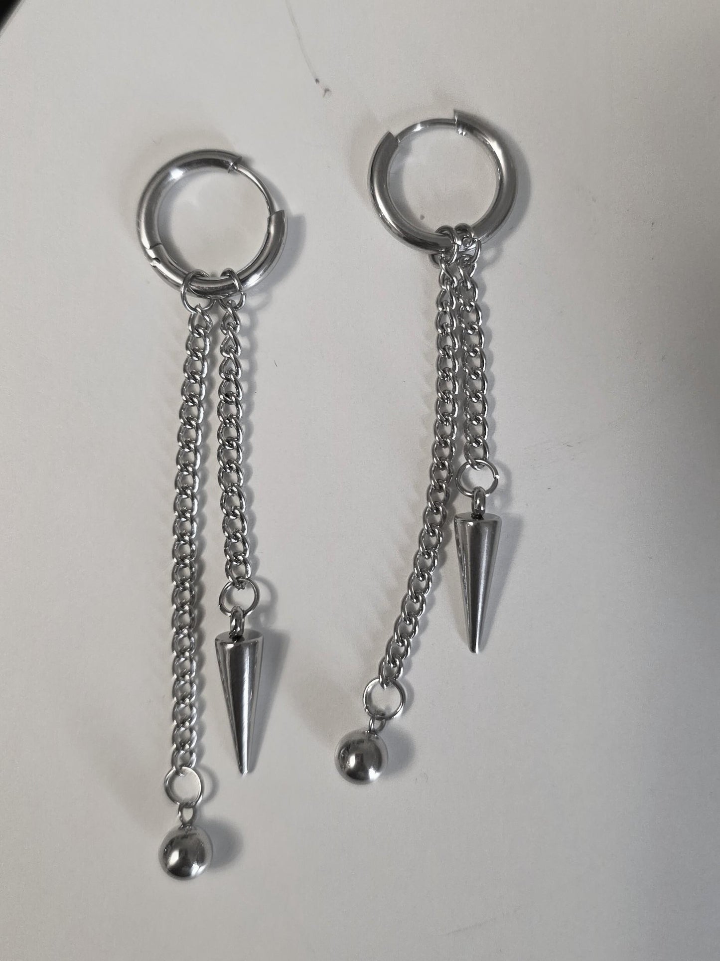 Spike Dangle Gothic Huggie Hoop Earrings: Stainless Steel Goth Punk Jewelry