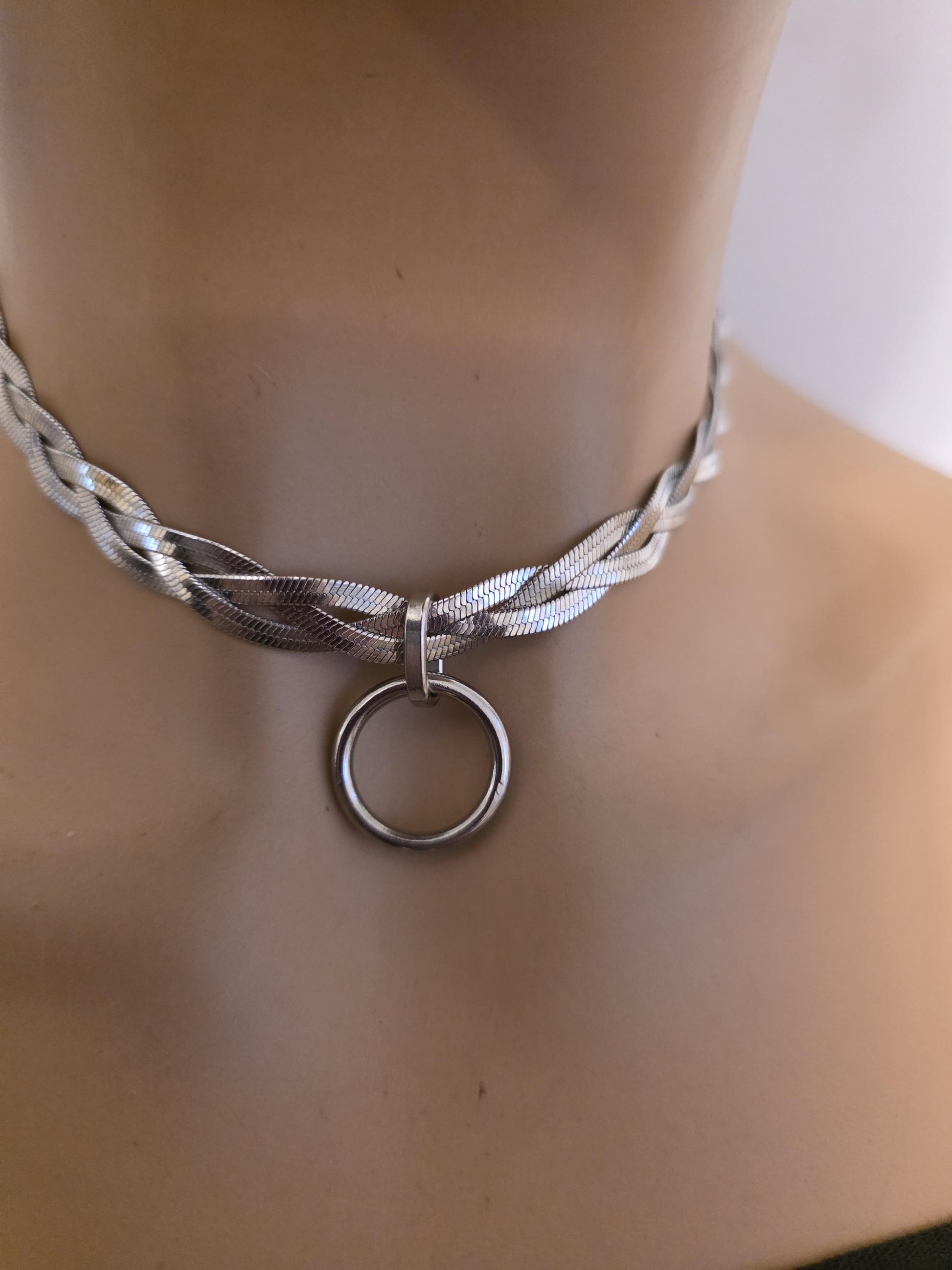 Discreet Day Collar Braided Herringbone Choker Necklace with Permanent Locking Clasp Options| Couples jewelry, BDSM style