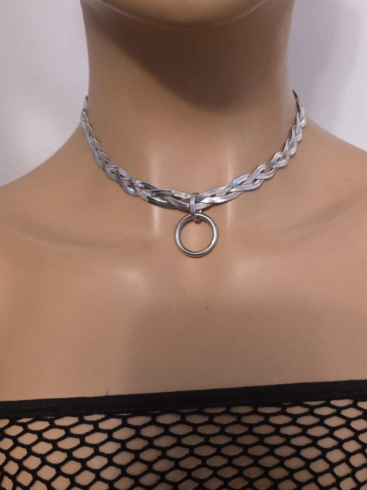 Discreet Day Collar Braided Herringbone Choker Necklace with Permanent Locking Clasp Options| Couples jewelry, BDSM style