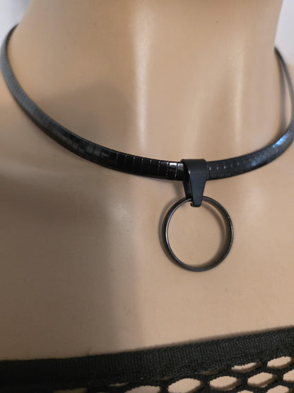 Black Steel Day Collar Choker Necklace Permanent Locking Clasp Option | Submissive Punk BDSM Couples Jewelry