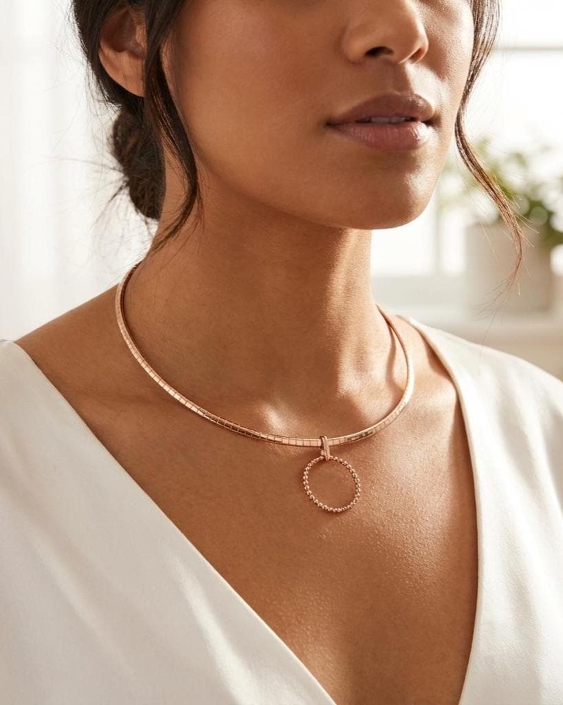 Discreet Day Collar Necklace Rose Gold Permanent Locking Options | BDSM Intimate Partner Couples Jewelry