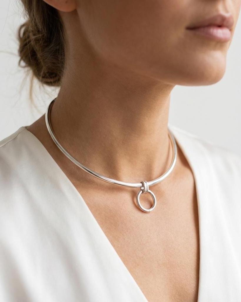 Discreet Day Collar Rigid Submissive Intimate Partner Necklace with Permanent Locking Option: BDSM Jewelry