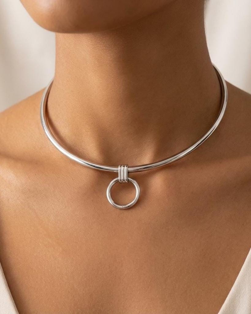 Discreet Day Collar Rigid Submissive Intimate Partner Necklace with Permanent Locking Option: BDSM Jewelry