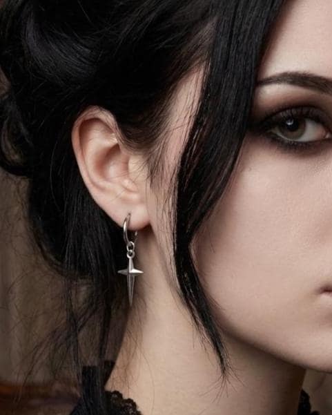 Surgical Steel Polaris North Star Huggie Hoop Earrings: Goth Punk Dark Edgy Celestial Jewelry