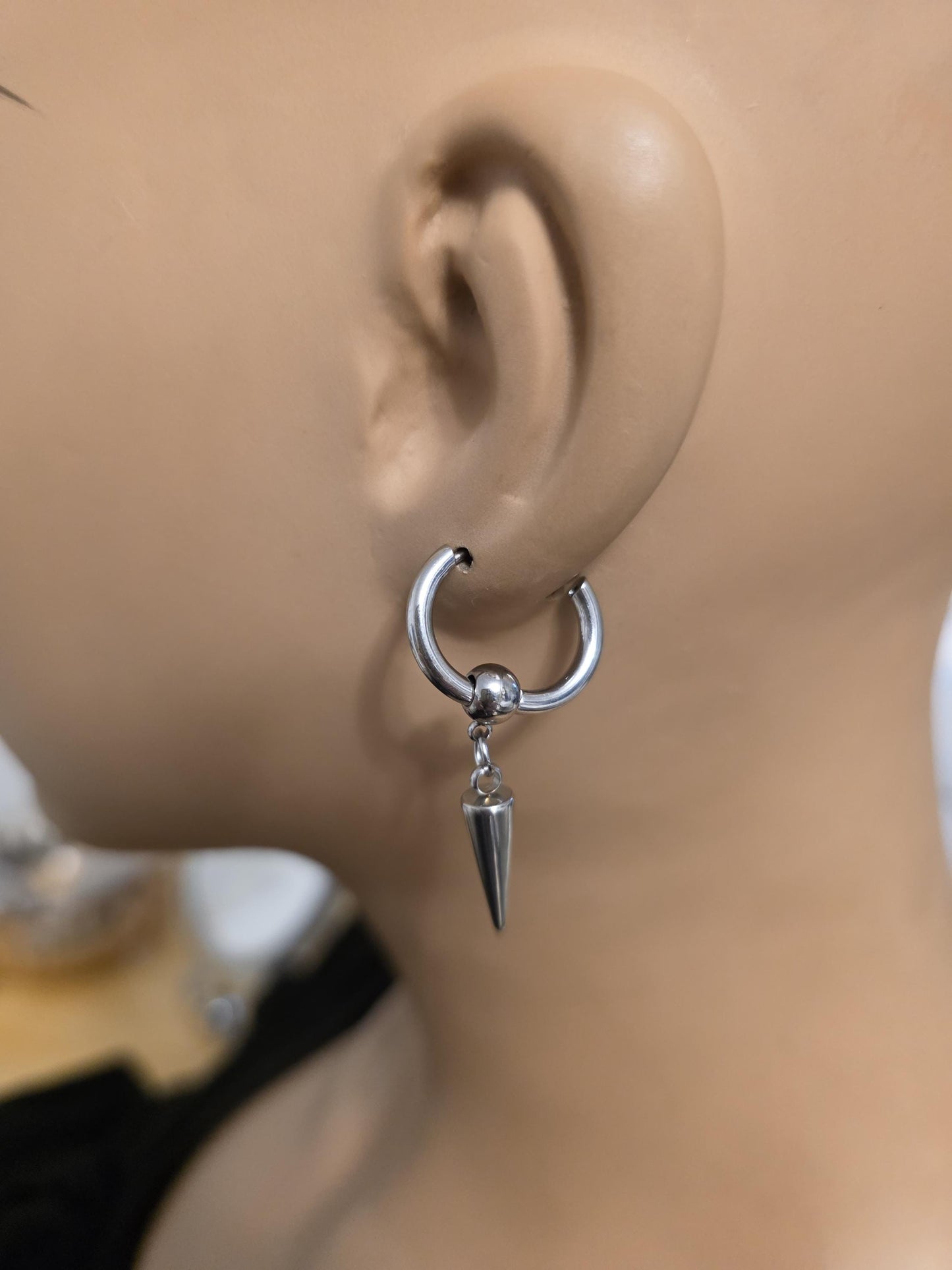 Gothic Spike Dangle Earrings: Handmade Punk Steel Huggie Hoops