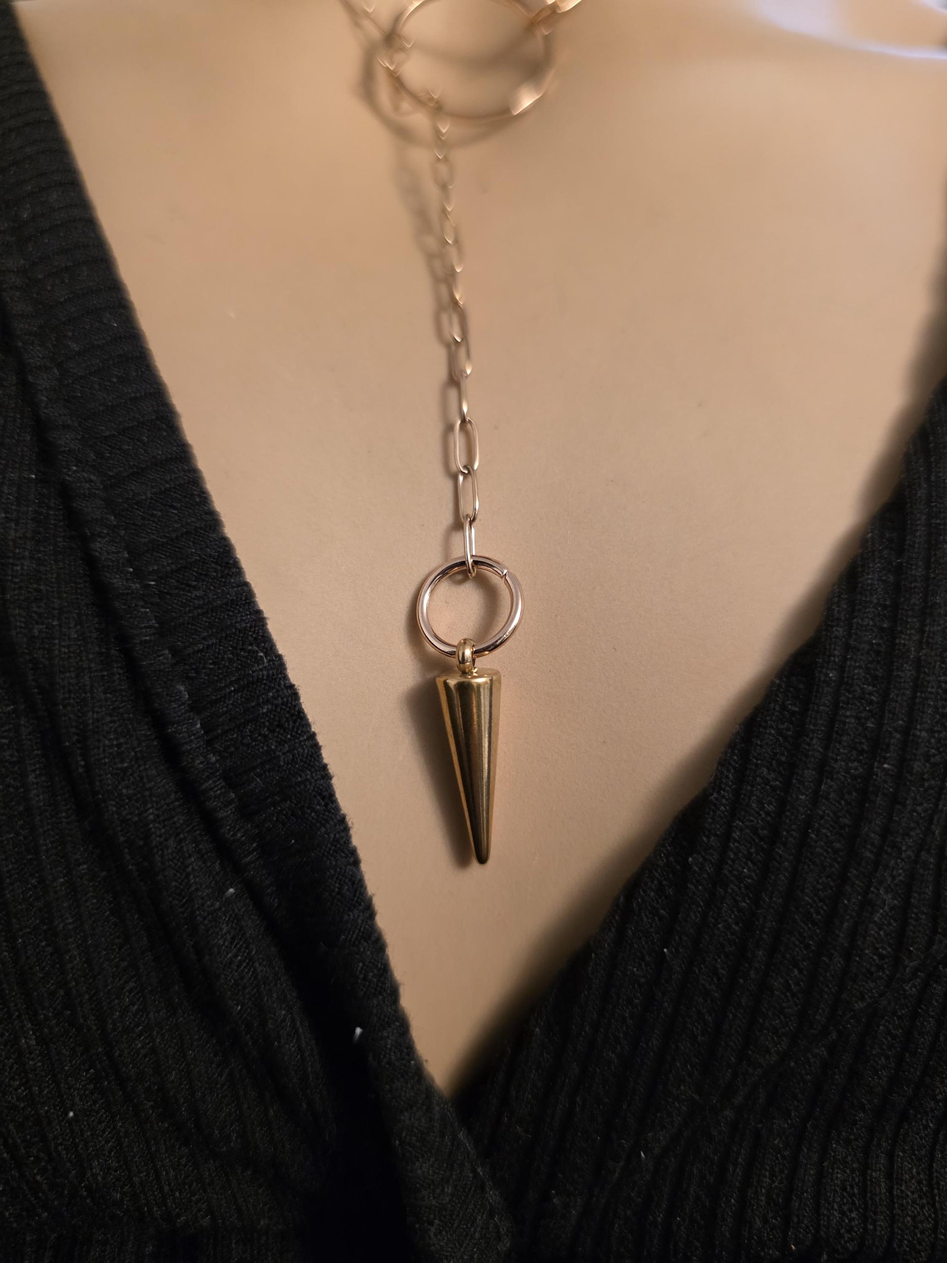 Rose Gold Slip Chain Dainty Choker Wrap Necklace with Spike pendant | Dark Academia handmade jewelry