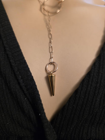 Rose Gold Slip Chain Dainty Choker Wrap Necklace with Spike pendant | Dark Academia handmade jewelry