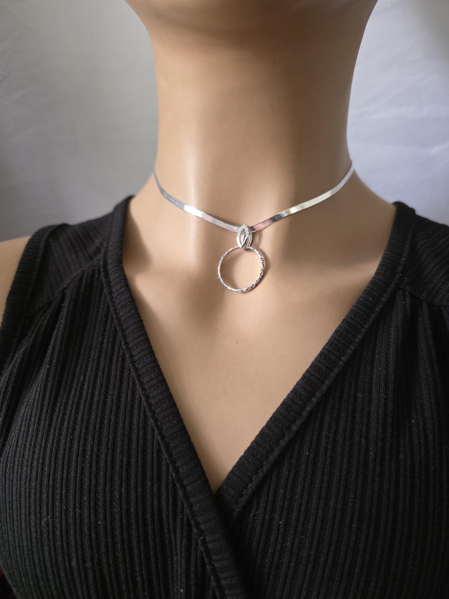 925 Solid Sterling Silver Day Collar Choker Necklace - Locking Option - Intimate Partner Jewelry