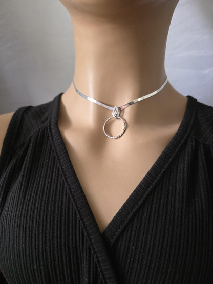 925 Solid Sterling Silver Day Collar Choker Necklace - Locking Option - Intimate Partner Jewelry