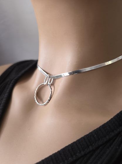 925 Solid Sterling Silver Day Collar Choker Necklace - Locking Option - Intimate Partner Jewelry