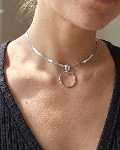 925 Solid Sterling Silver Day Collar Choker Necklace - Locking Option - Intimate Partner Jewelry