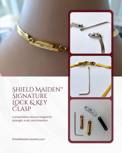 Gold Day Collar Choker Omega Chain Necklace, Permanent Locking Clasp Option, Intimate BDSM Jewelry