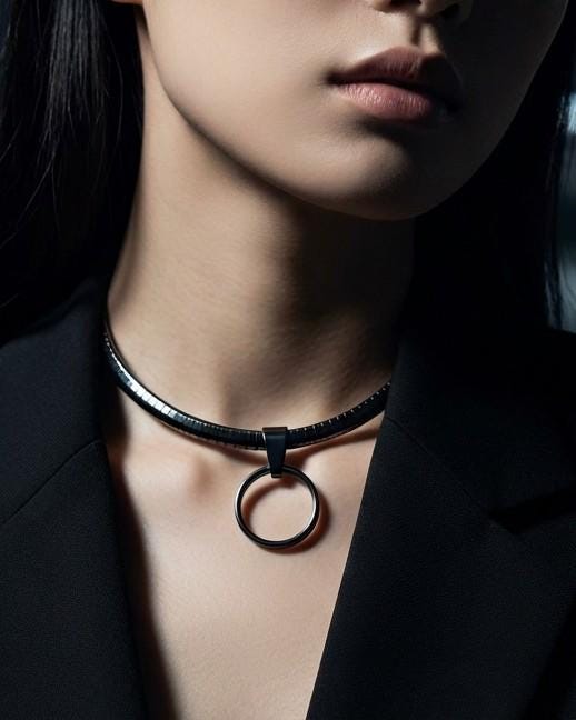 Black Steel Day Collar Choker Necklace Permanent Locking Clasp Option | Submissive Punk BDSM Couples Jewelry