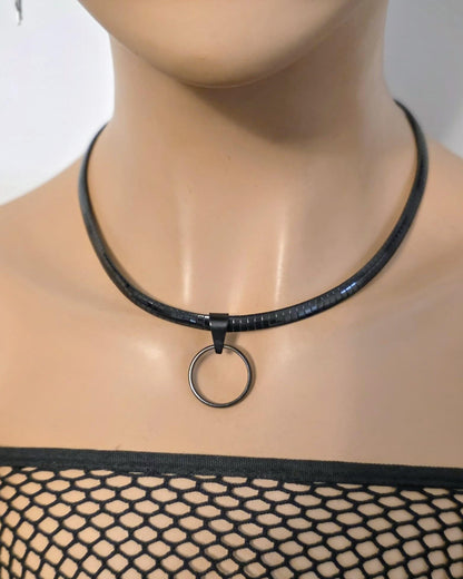 Black Steel Day Collar Choker Necklace Permanent Locking Clasp Option | Submissive Punk BDSM Couples Jewelry