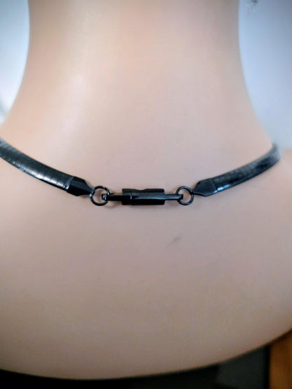Black Steel Day Collar Choker Necklace Permanent Locking Clasp Option | Submissive Punk BDSM Couples Jewelry
