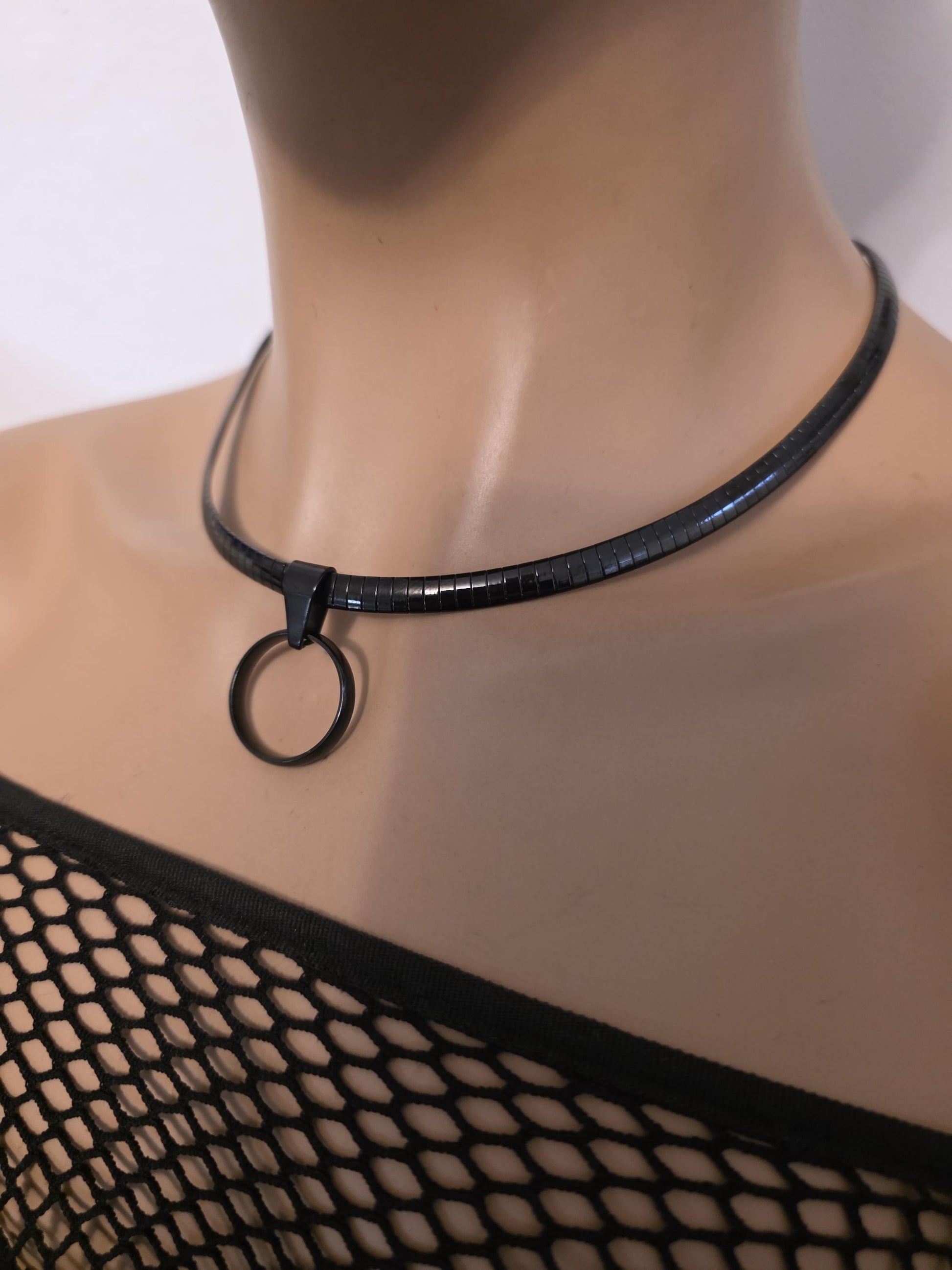 Black Steel Day Collar Choker Necklace Permanent Locking Clasp Option | Submissive Punk BDSM Couples Jewelry