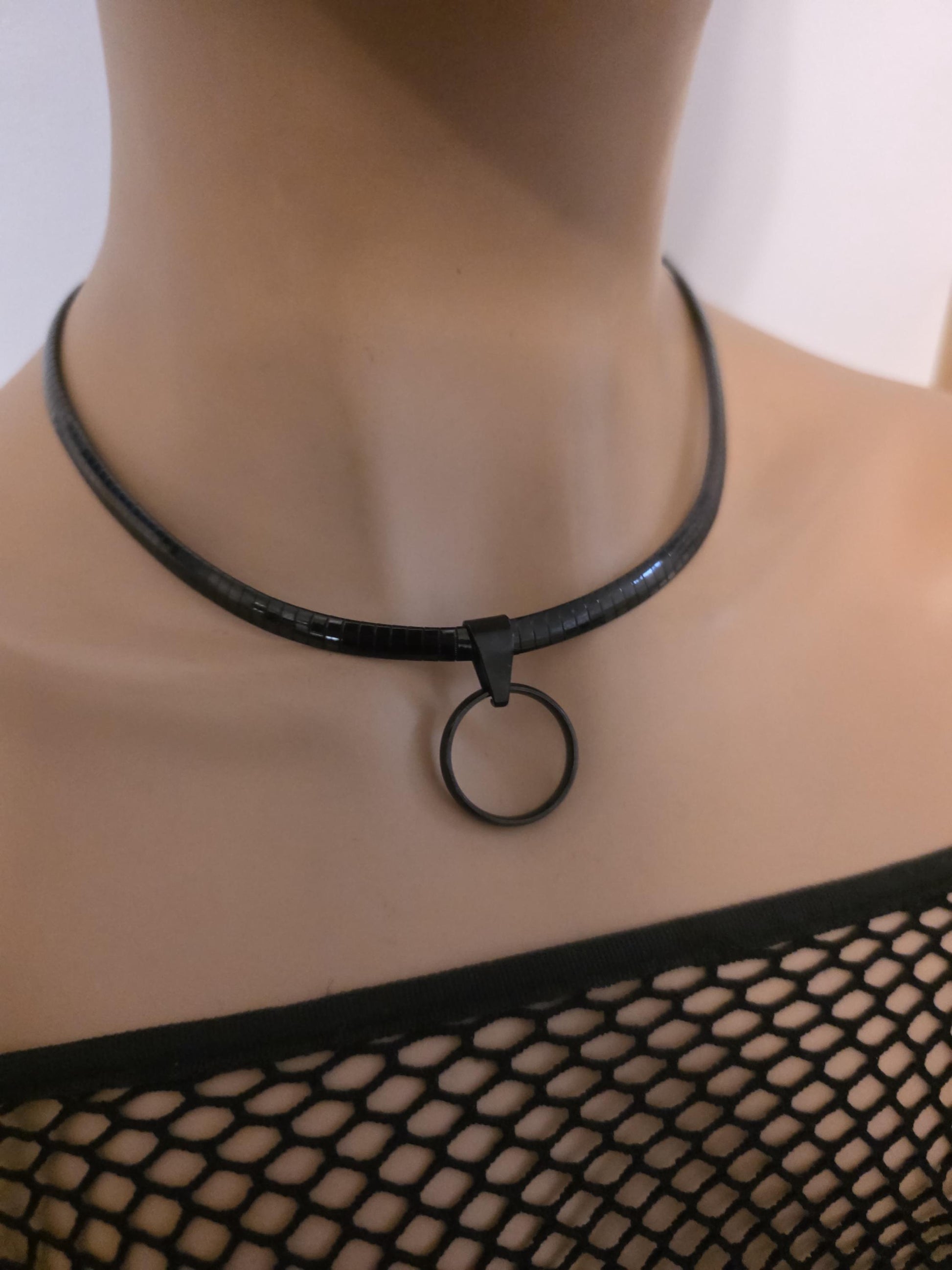 Black Steel Day Collar Choker Necklace Permanent Locking Clasp Option | Submissive Punk BDSM Couples Jewelry