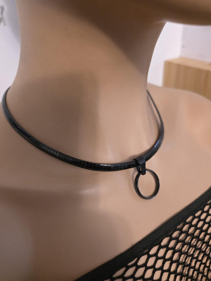 Black Steel Day Collar Choker Necklace Permanent Locking Clasp Option | Submissive Punk BDSM Couples Jewelry
