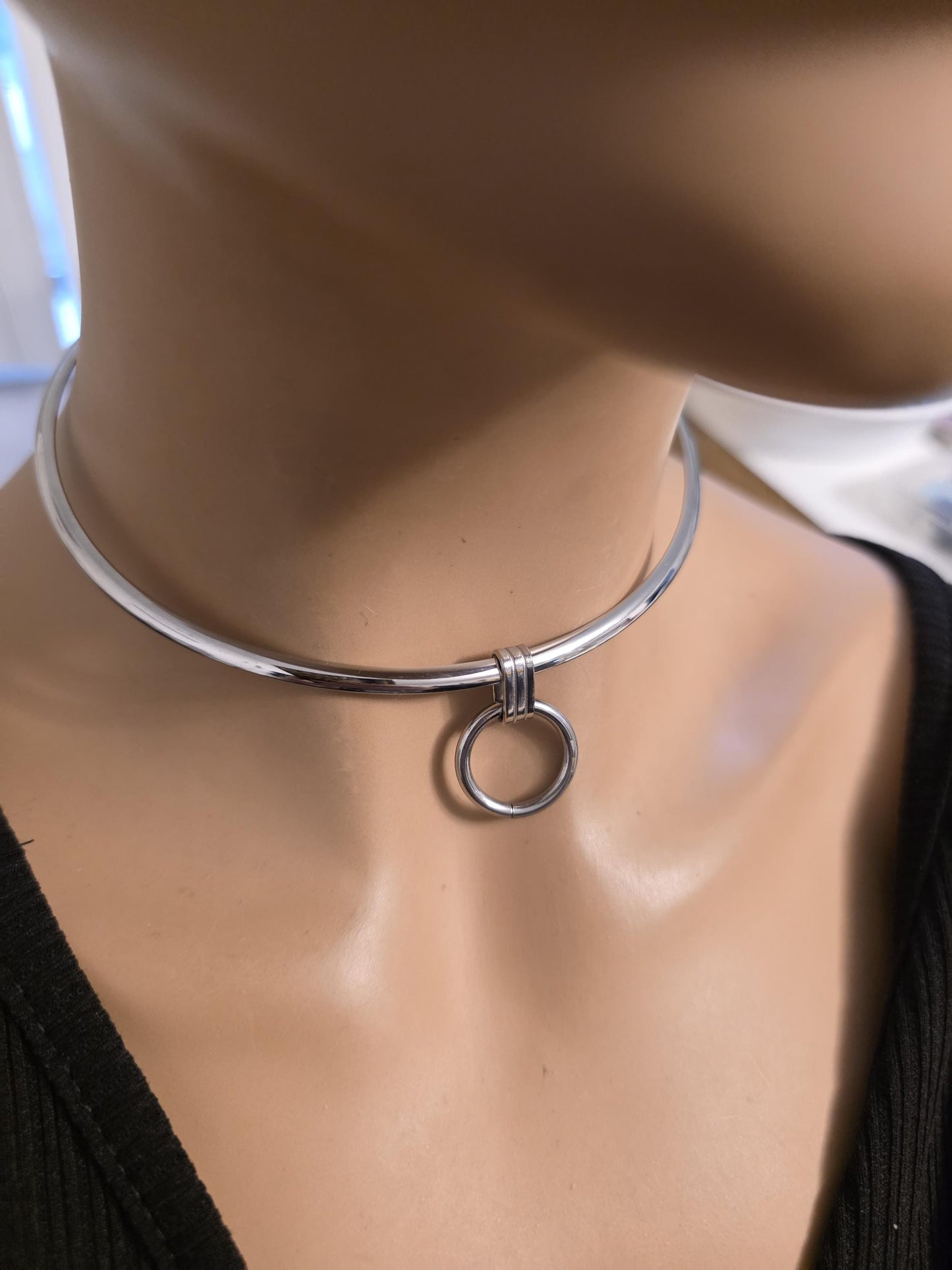 Discreet Day Collar Rigid Submissive Intimate Partner Necklace with Permanent Locking Option: BDSM Jewelry