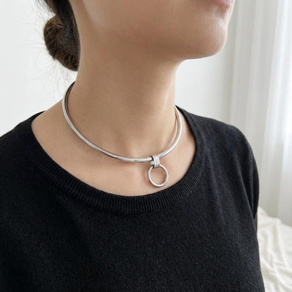 Discreet Day Collar Rigid Submissive Intimate Partner Necklace with Permanent Locking Option: BDSM Jewelry