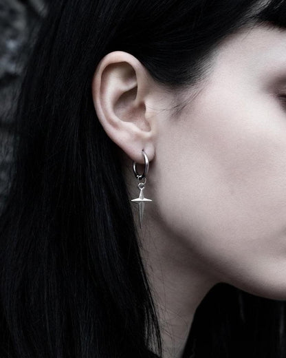 Surgical Steel Polaris North Star Huggie Hoop Earrings: Goth Punk Dark Edgy Celestial Jewelry