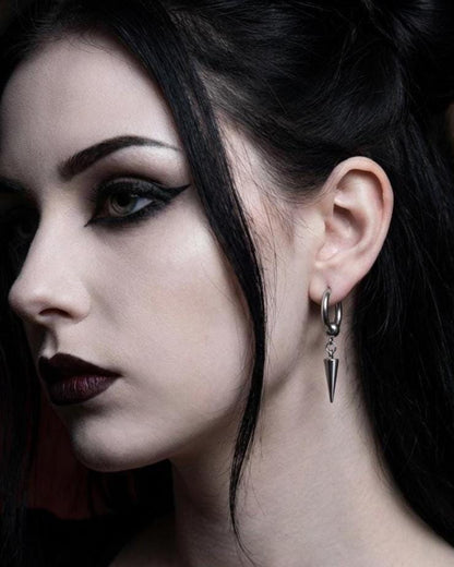 Gothic Spike Dangle Earrings: Handmade Punk Steel Huggie Hoops