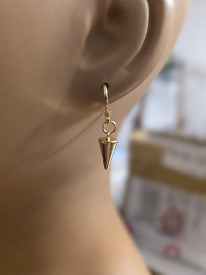 Gold Minimalist Dainty Spike Dangle Earrings: Punk Gold Plated Steel Huggie Hoops