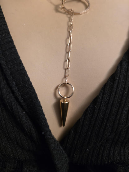 Rose Gold Slip Chain Dainty Choker Wrap Necklace with Spike pendant | Dark Academia handmade jewelry