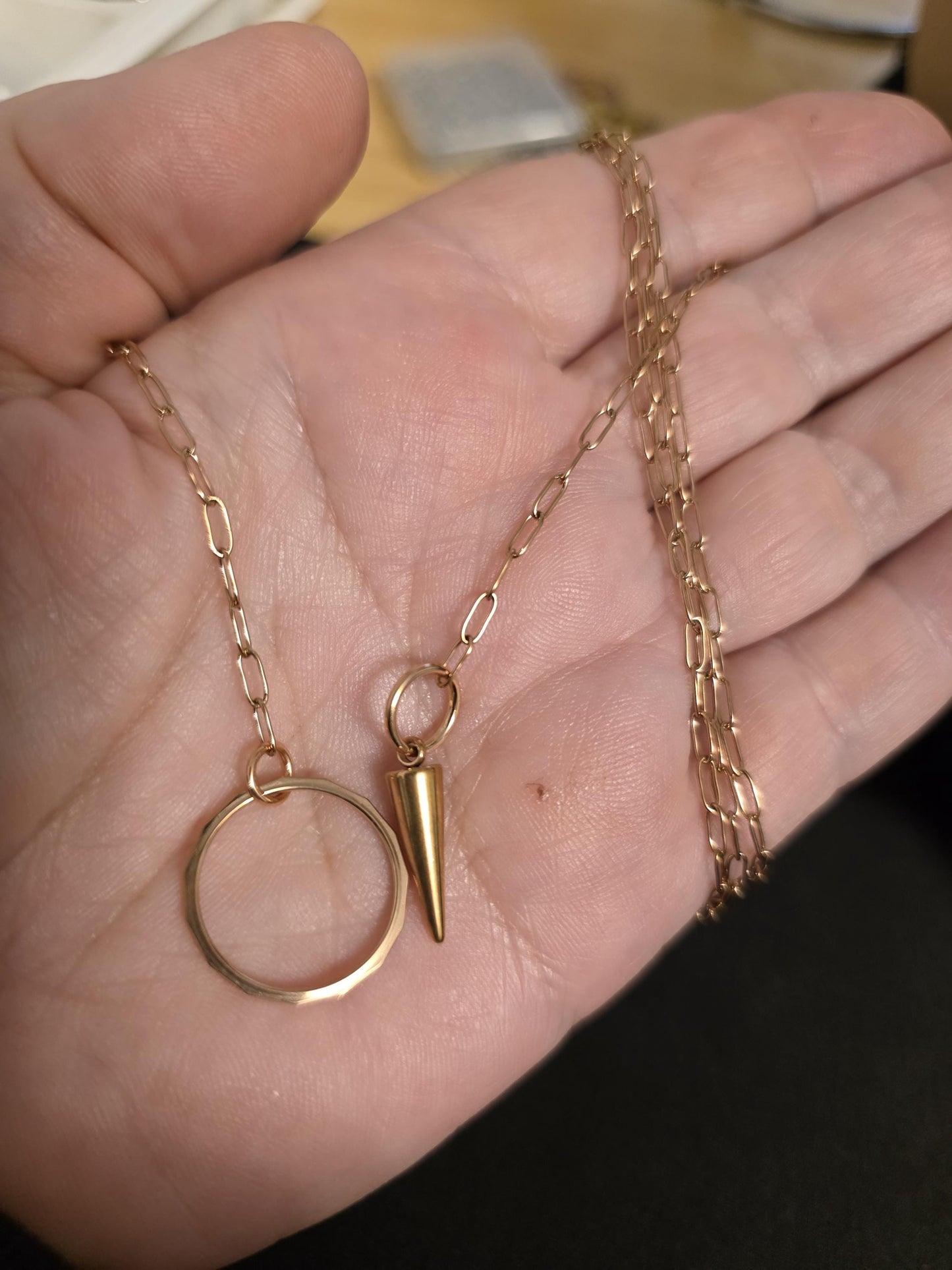 Rose Gold Slip Chain Dainty Choker Wrap Necklace with Spike pendant | Dark Academia handmade jewelry