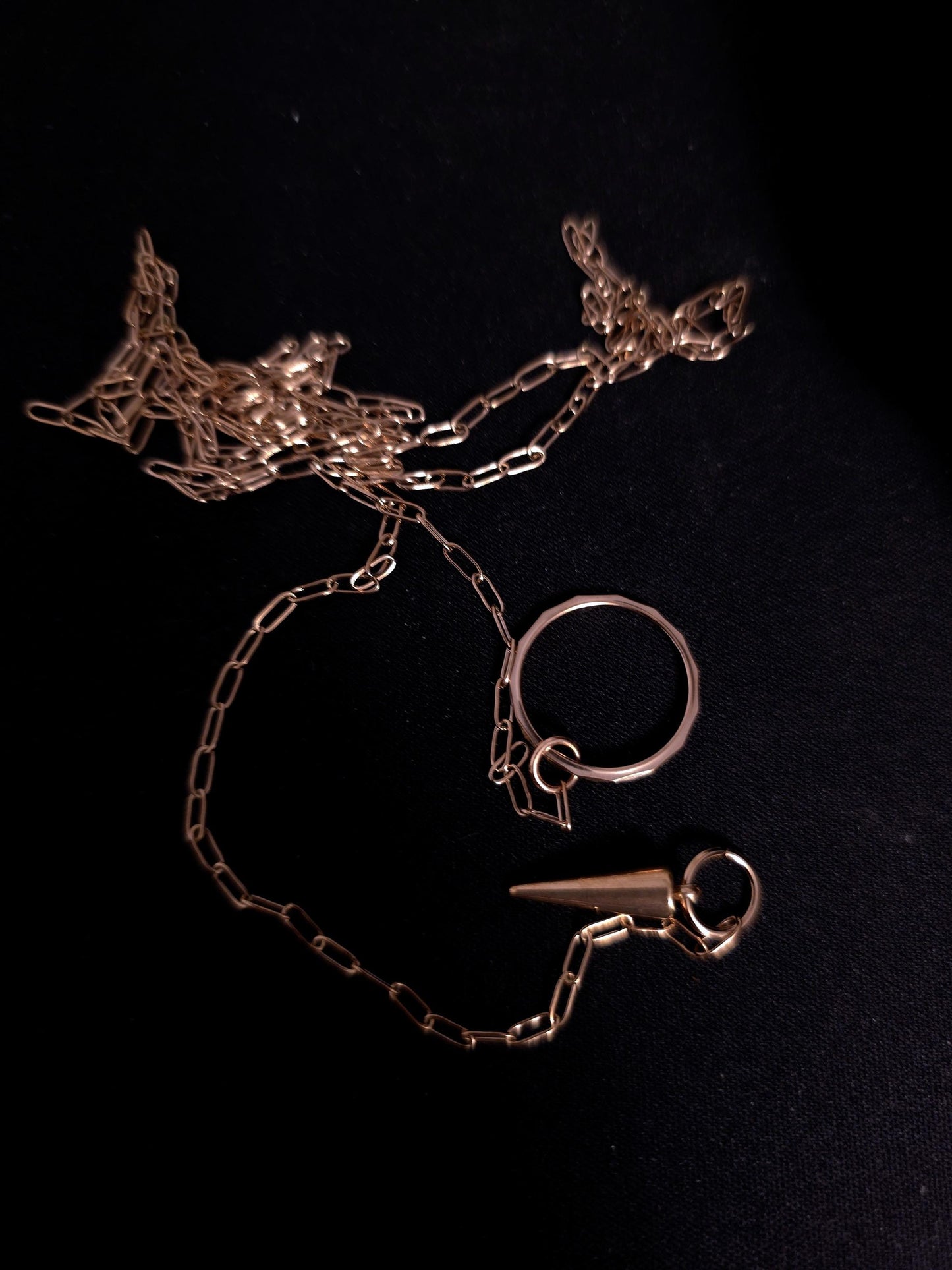 Rose Gold Slip Chain Dainty Choker Wrap Necklace with Spike pendant | Dark Academia handmade jewelry