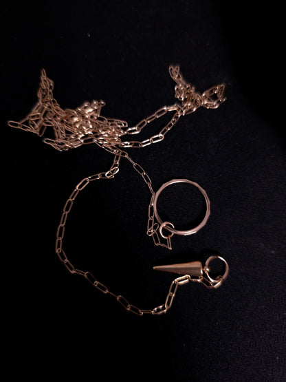 Rose Gold Slip Chain Dainty Choker Wrap Necklace with Spike pendant | Dark Academia handmade jewelry