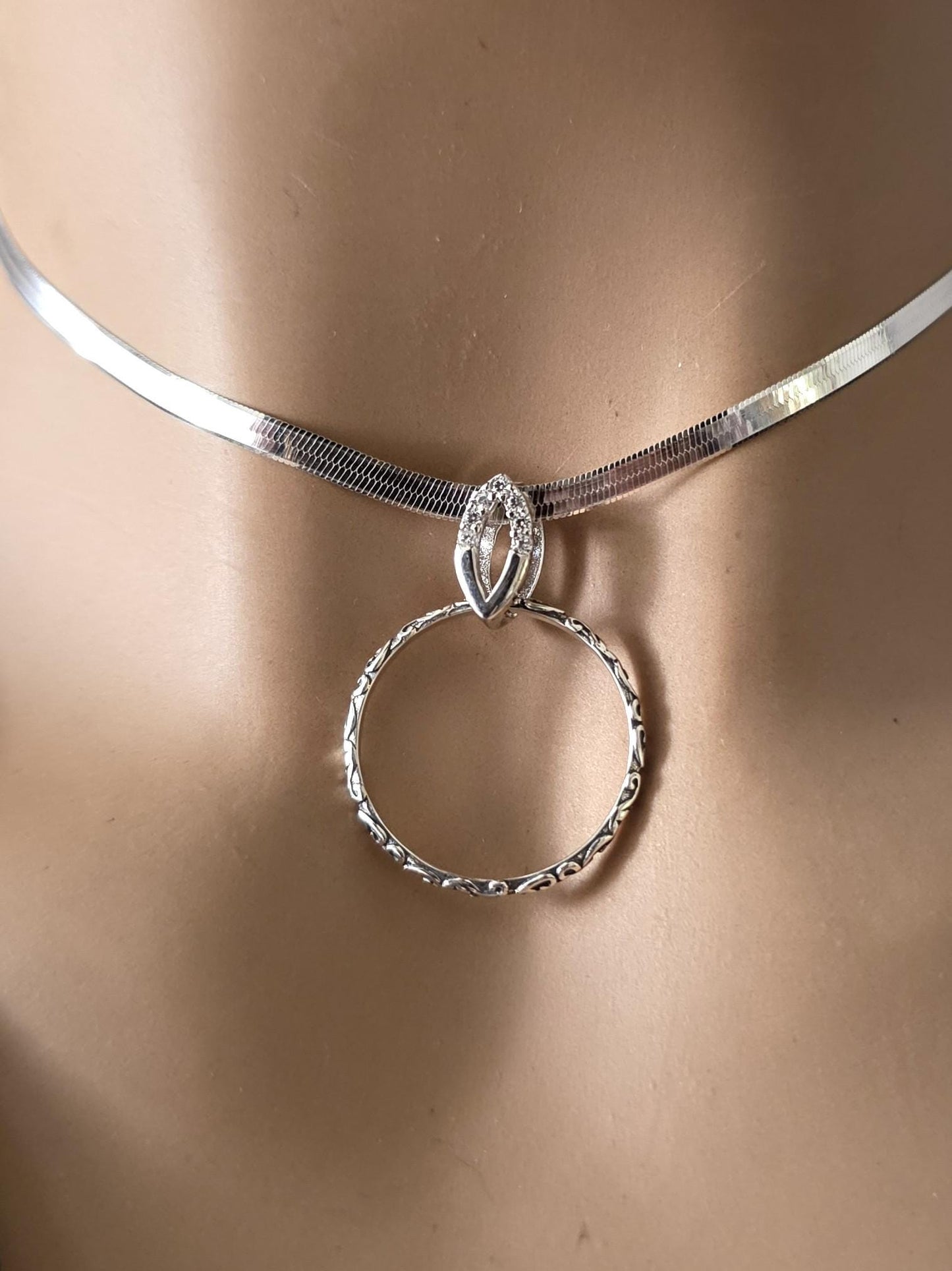 925 Solid Sterling Silver Day Collar Choker Necklace - Locking Option - Intimate Partner Jewelry