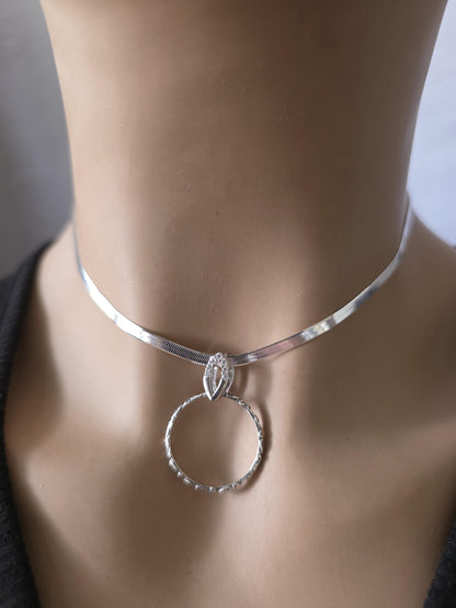 925 Solid Sterling Silver Day Collar Choker Necklace - Locking Option - Intimate Partner Jewelry