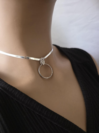 925 Solid Sterling Silver Day Collar Choker Necklace - Locking Option - Intimate Partner Jewelry