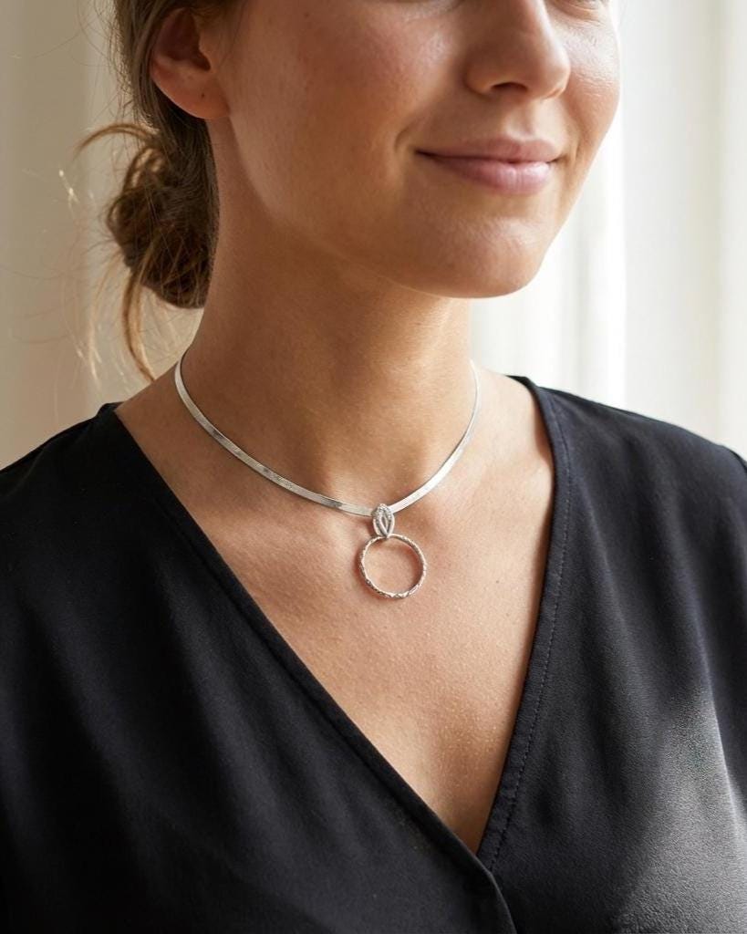 925 Solid Sterling Silver Day Collar Choker Necklace - Locking Option - Intimate Partner Jewelry