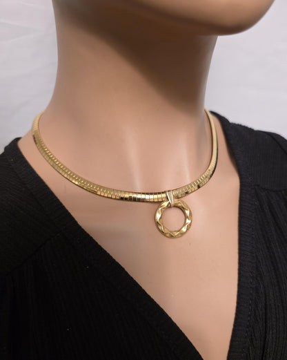 Gold Day Collar Choker Omega Chain Necklace, Permanent Locking Clasp Option, Intimate BDSM Jewelry