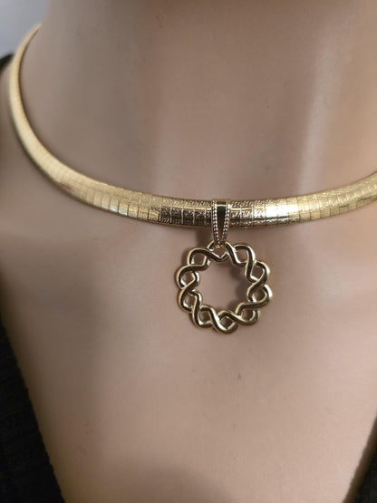 Gold Day Collar Choker Omega Chain Necklace, Permanent Locking Clasp Option, Intimate BDSM Jewelry