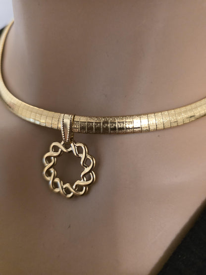 Gold Day Collar Choker Omega Chain Necklace, Permanent Locking Clasp Option, Intimate BDSM Jewelry