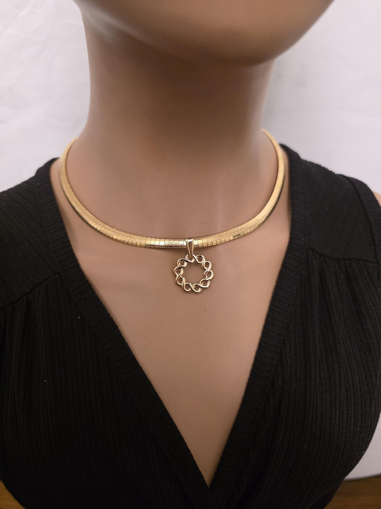 Gold Day Collar Choker Omega Chain Necklace, Permanent Locking Clasp Option, Intimate BDSM Jewelry