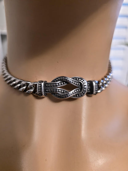 Eternity Knot Steel Collar Choker Necklace, Permanent Locking Clasp Options | Intimate Couples jewelry
