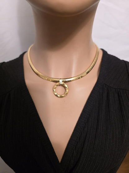 Gold Day Collar Choker Omega Chain Necklace, Permanent Locking Clasp Option, Intimate BDSM Jewelry