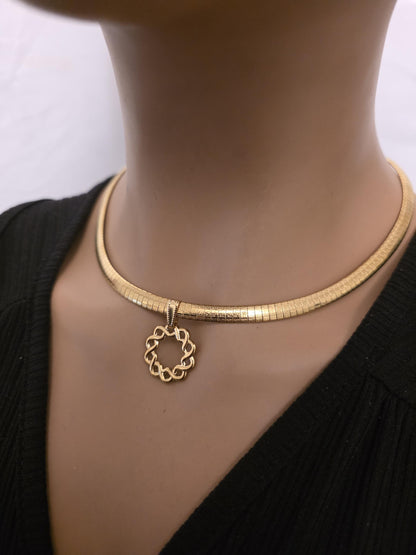 Gold Day Collar Choker Omega Chain Necklace, Permanent Locking Clasp Option, Intimate BDSM Jewelry
