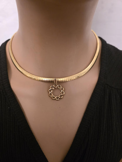 Gold Day Collar Choker Omega Chain Necklace, Permanent Locking Clasp Option, Intimate BDSM Jewelry