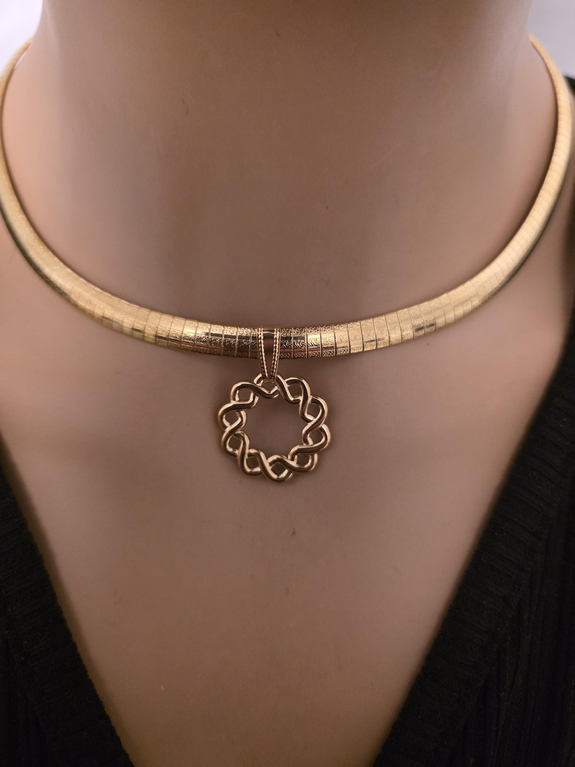 Gold Day Collar Choker Omega Chain Necklace, Permanent Locking Clasp Option, Intimate BDSM Jewelry